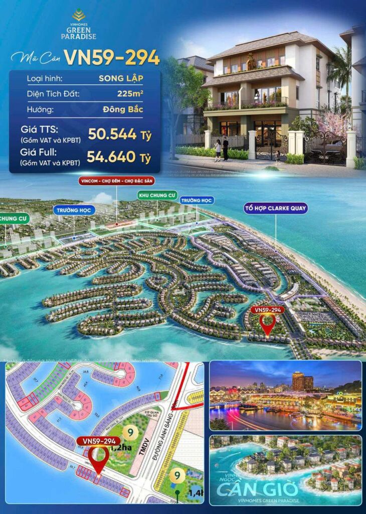 Mặt bằng biệt thự song lập VN59-294 Vinhomes Green Paradise Cần Giờ | Semi-detached villa layout VN59-294 Vinhomes Green Paradise Can Gio