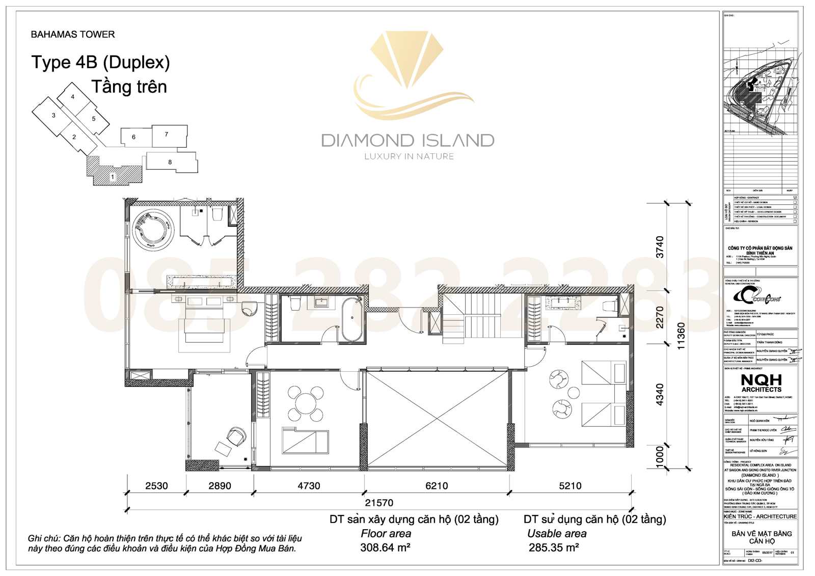 Bahamas apartment floor plan, biệt thự duplex 4 phòng ngủ