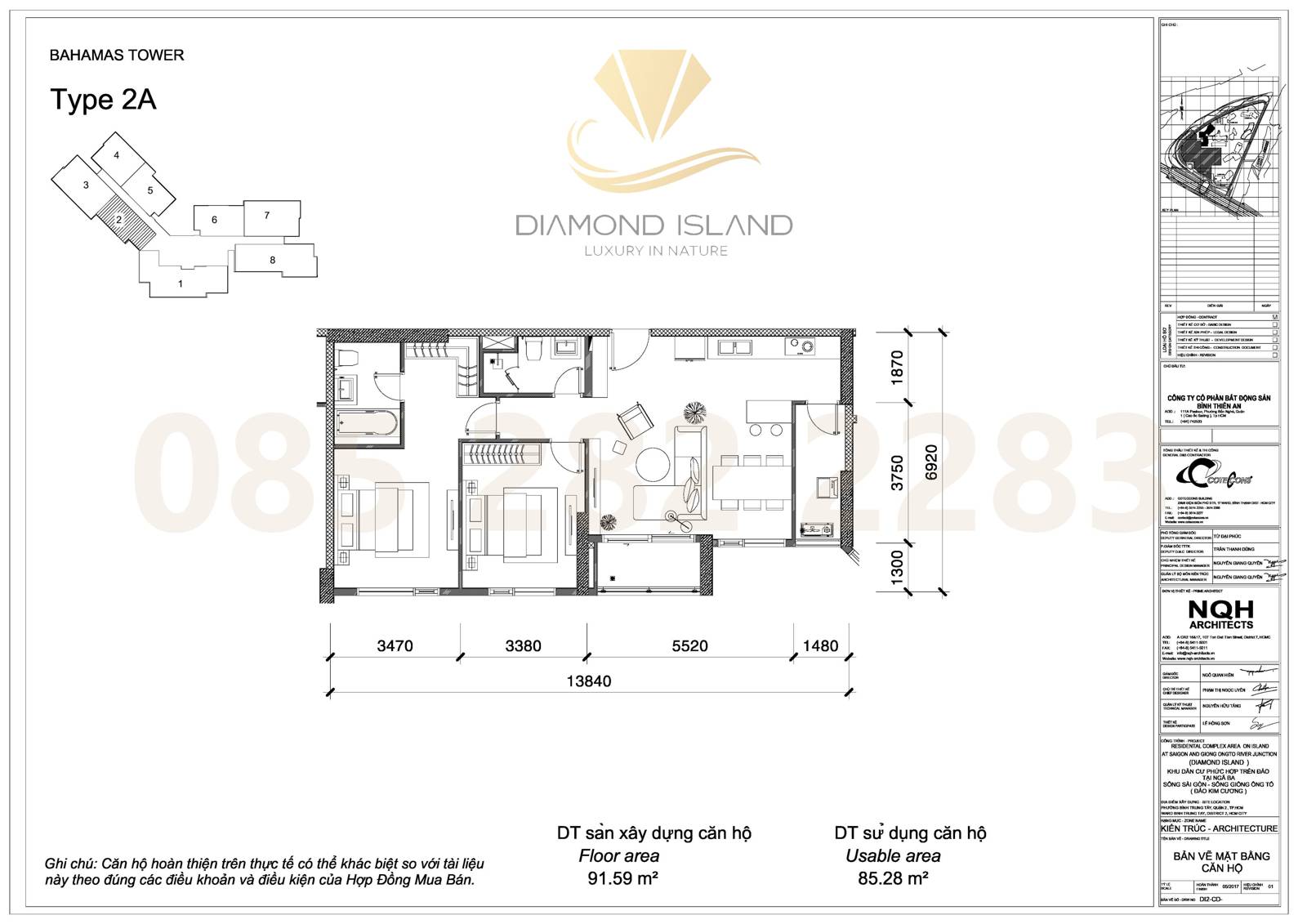 Bahamas apartment floor plan, căn hộ 2 phòng ngủ 02