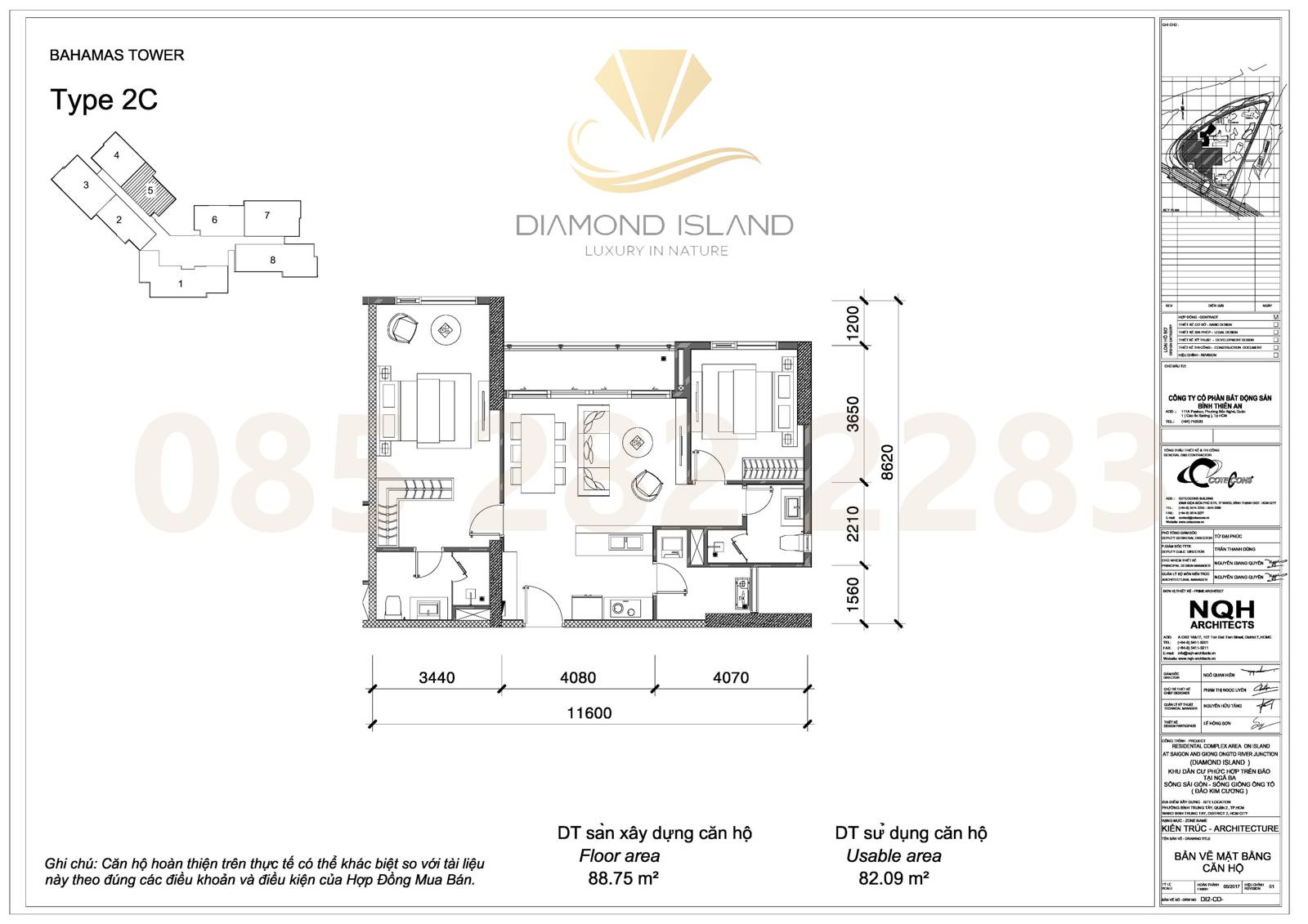 Bahamas apartment floor plan, căn hộ 2 phòng ngủ 05