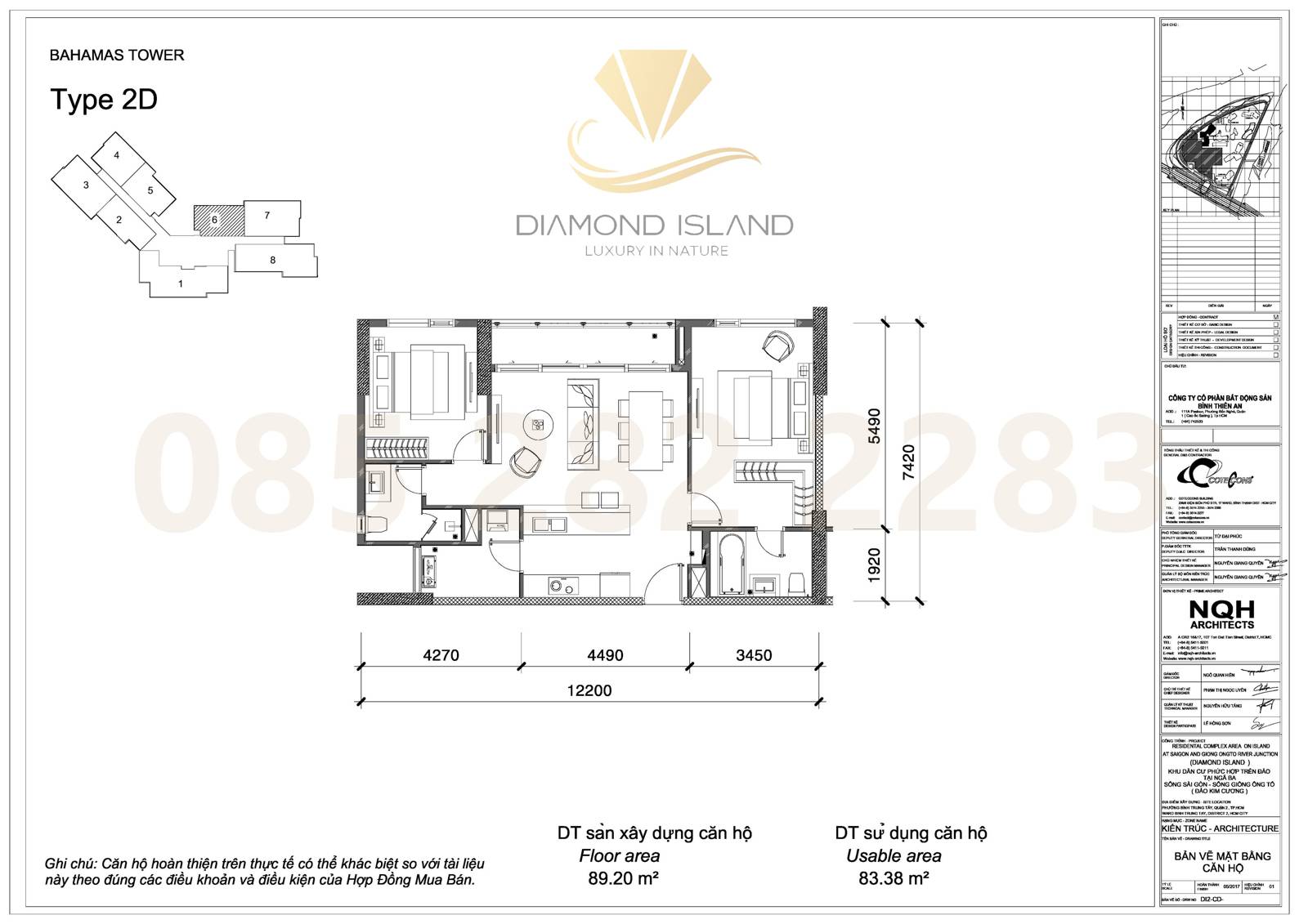 Bahamas apartment floor plan, căn hộ 2 phòng ngủ 06