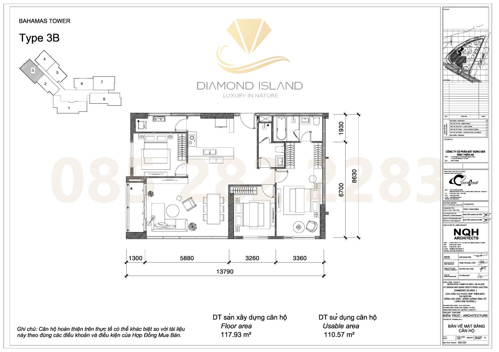 Bahamas apartment floor plan, căn hộ 3 phòng ngủ 03