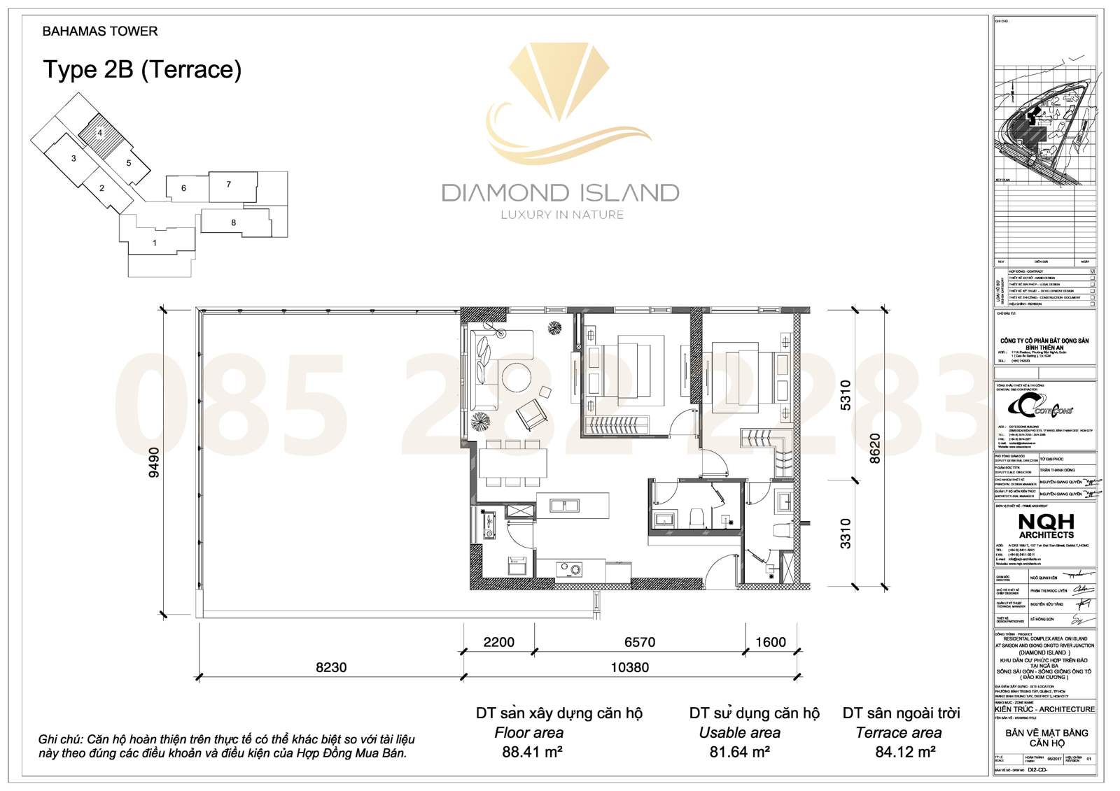 Bahamas apartment floor plan, căn sân vườn 2 phòng ngủ 04