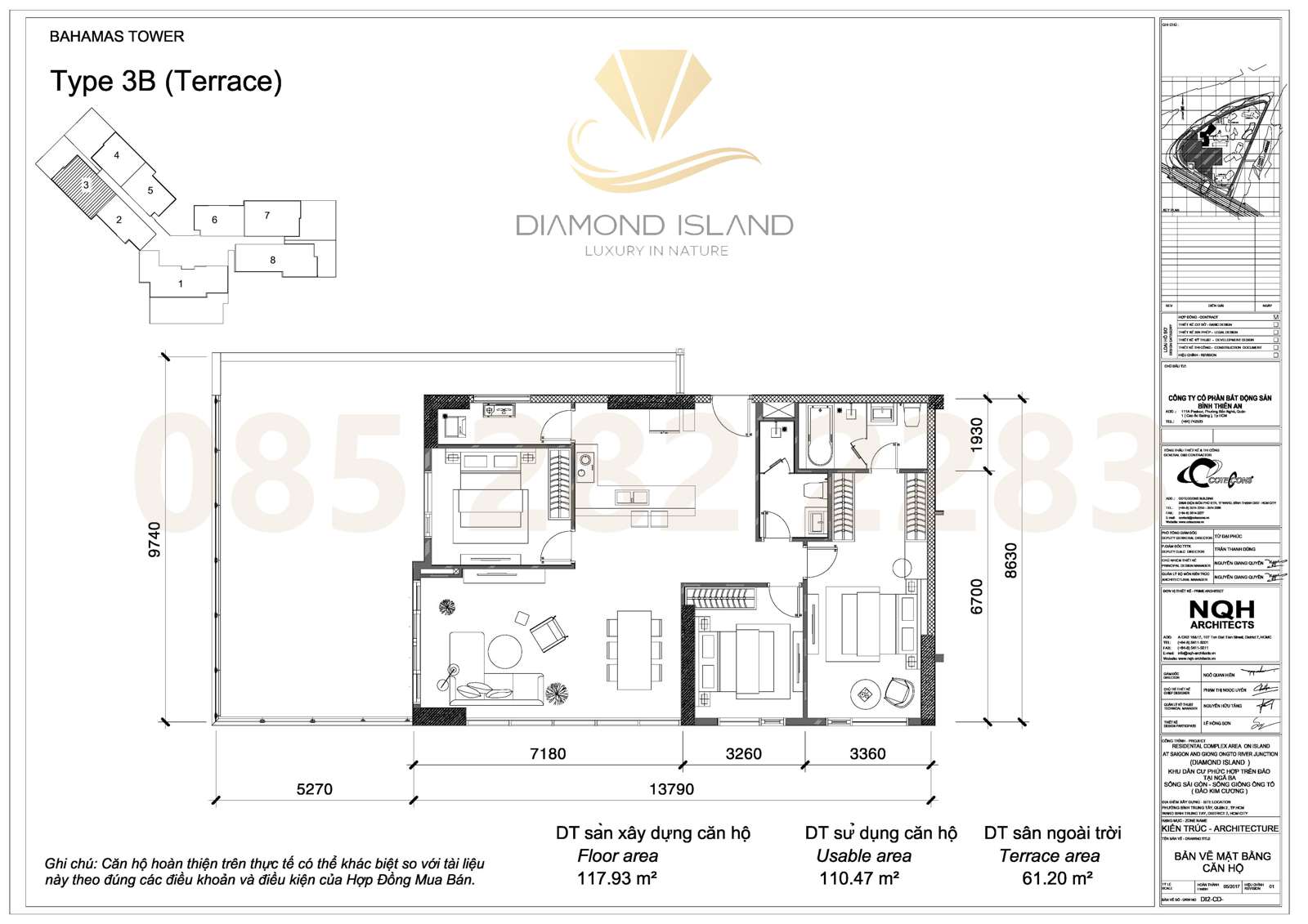 Bahamas apartment floor plan, căn sân vườn 3 phòng ngủ 03