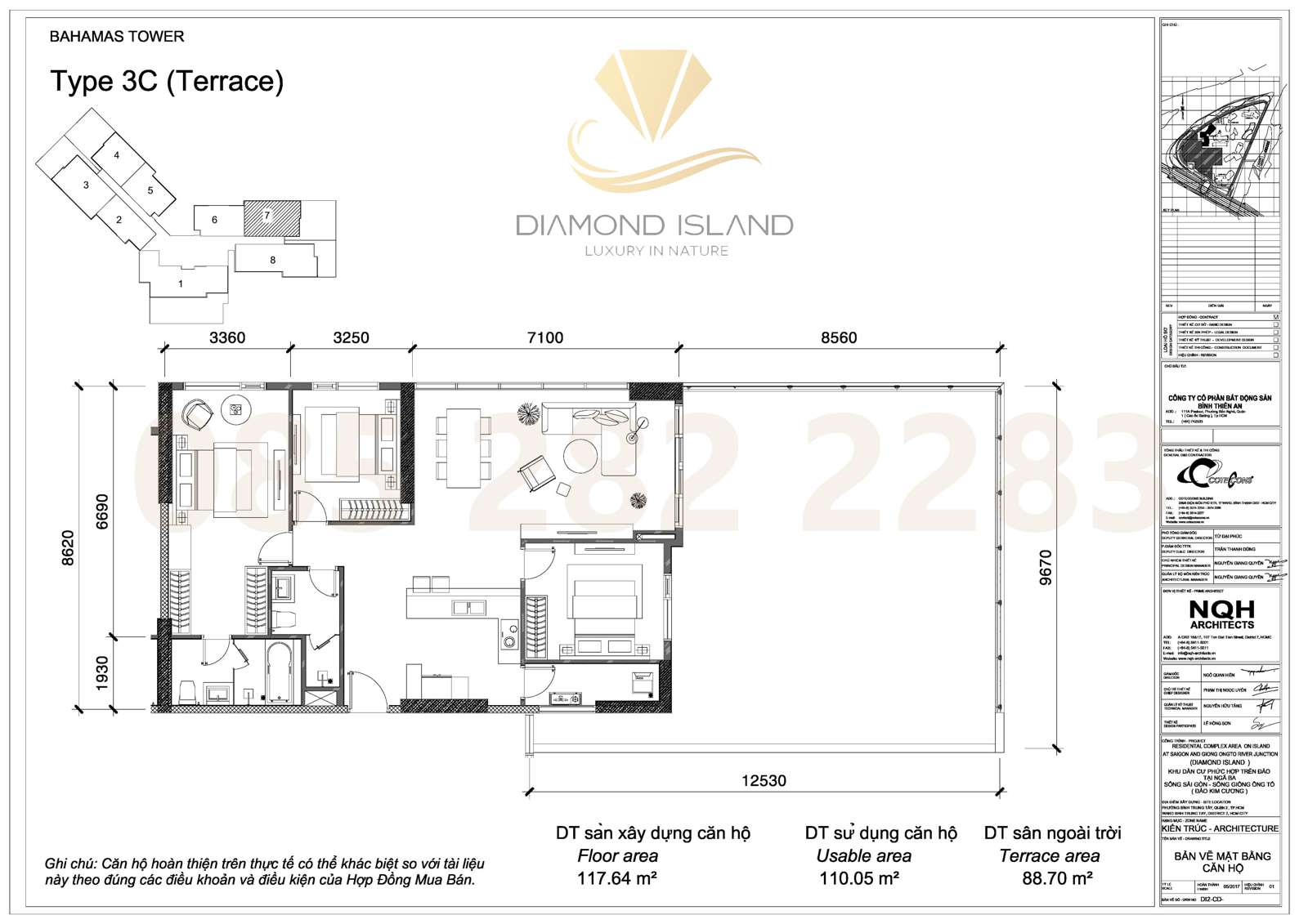 Bahamas apartment floor plan, căn sân vườn 3 phòng ngủ 07
