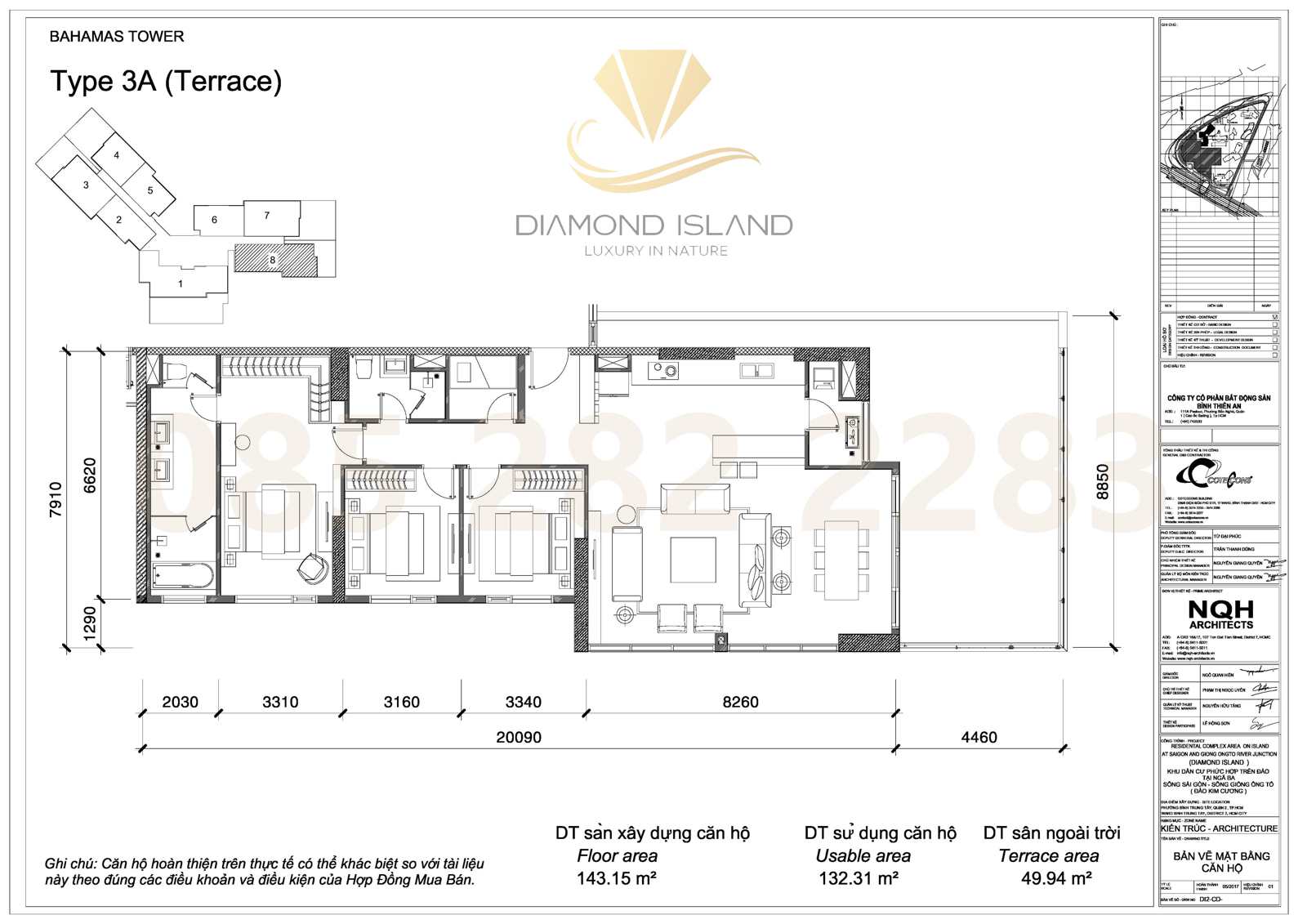Bahamas apartment floor plan, căn sân vườn 3 phòng ngủ 08