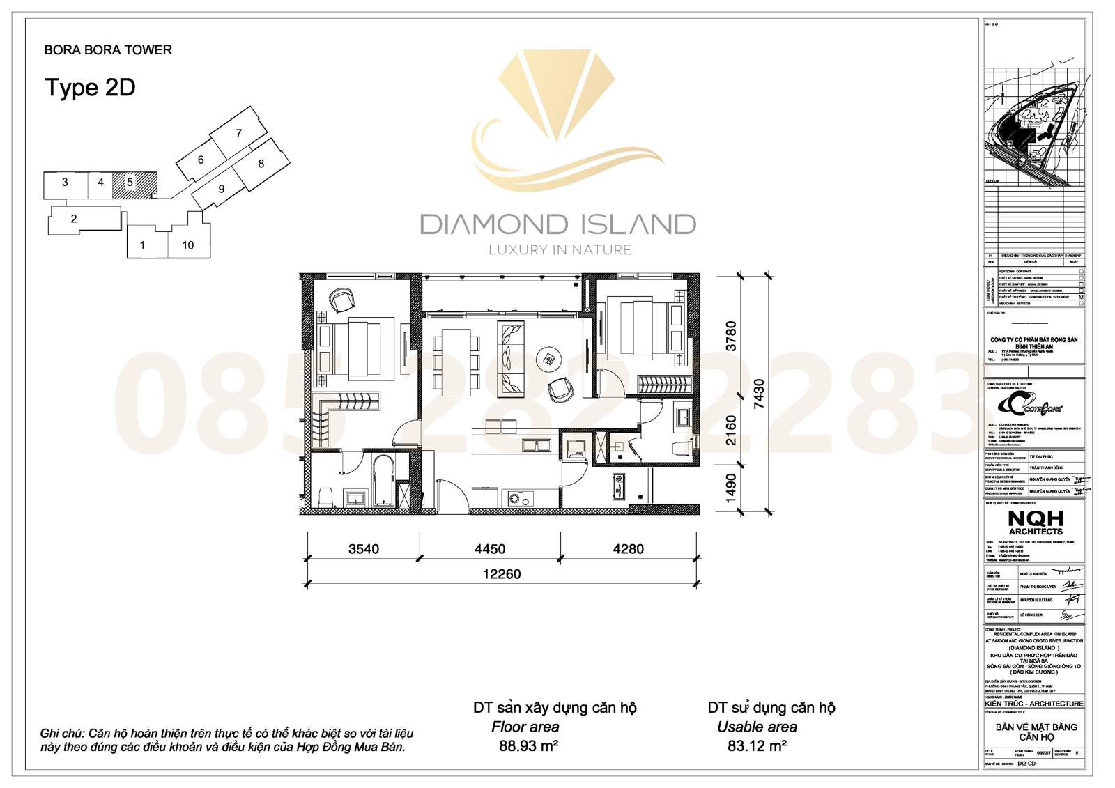 Bora Bora apartment floor plan, căn hộ 2 phòng ngủ 05