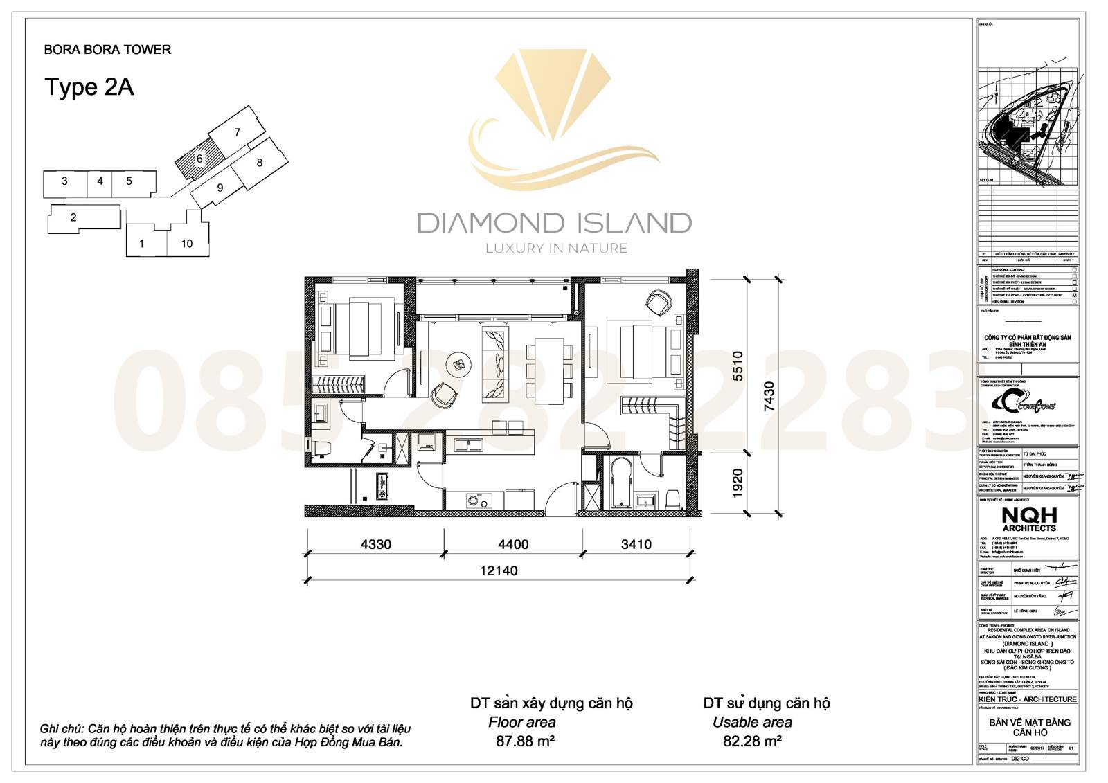 Bora Bora apartment floor plan, căn hộ 2 phòng ngủ 06