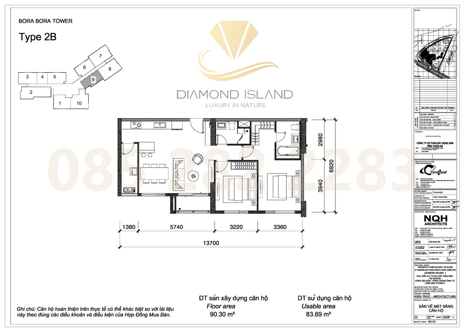 Bora Bora apartment floor plan, căn hộ 2 phòng ngủ 09
