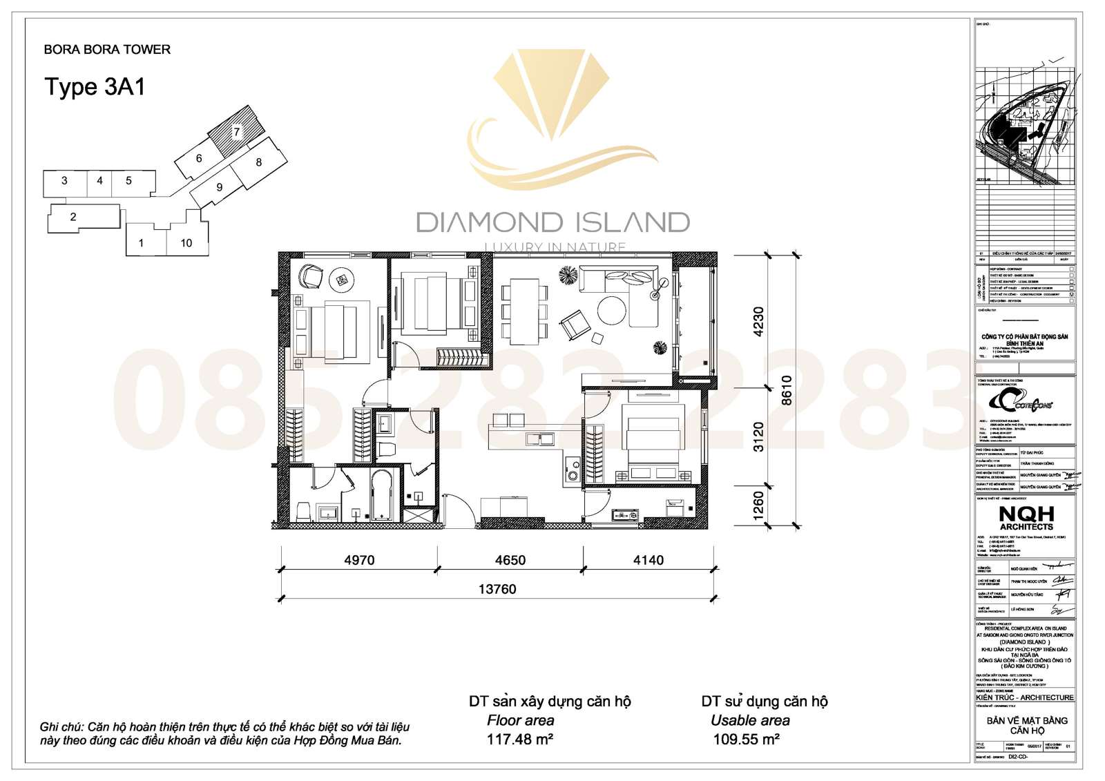 Bora Bora apartment floor plan, căn hộ 3 phòng ngủ 07
