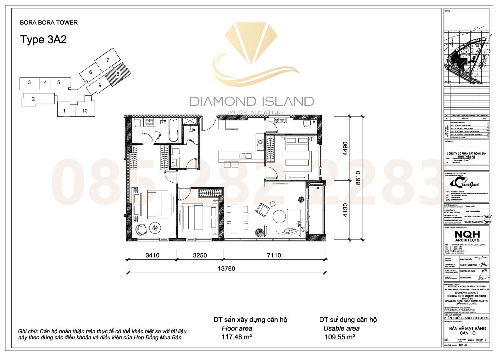 Bora Bora apartment floor plan, căn hộ 3 phòng ngủ 08