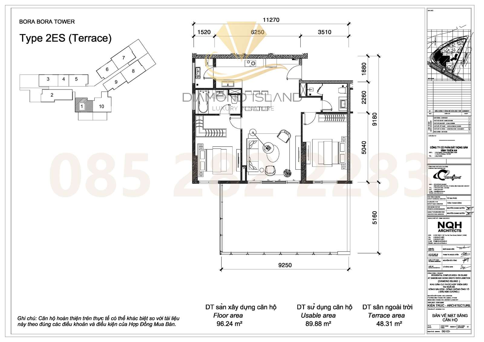 Bora Bora apartment floor plan, căn sân vườn 2 phòng ngủ 01