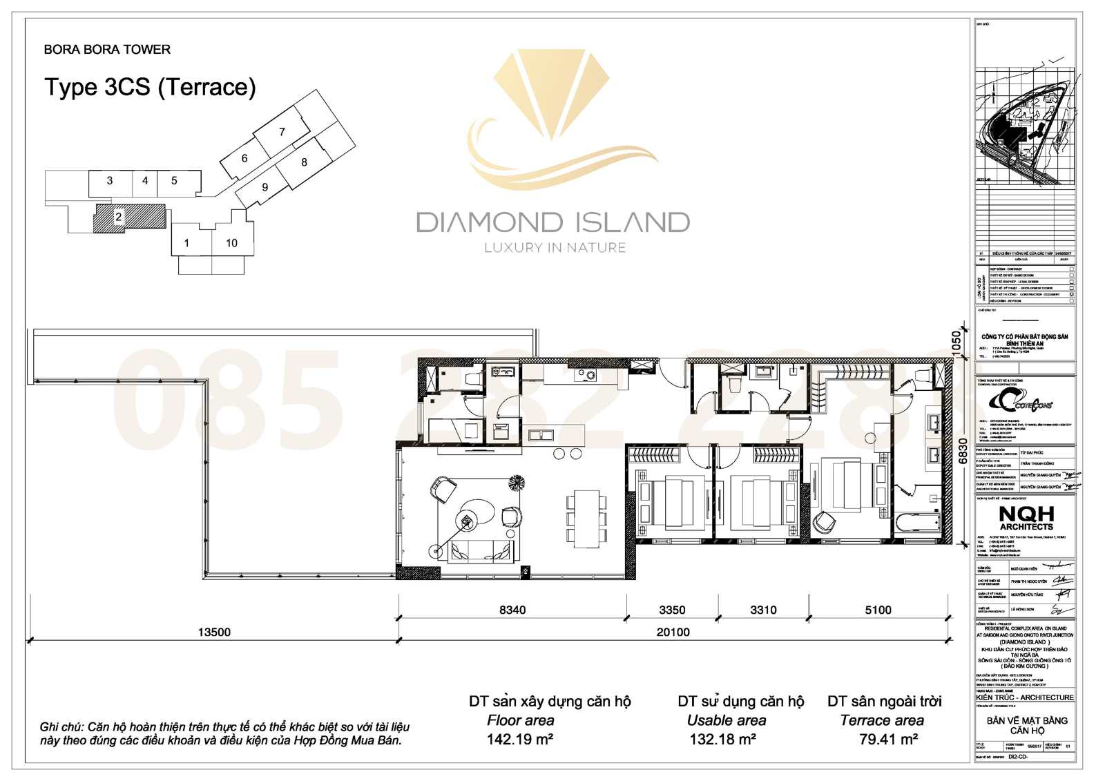 Bora Bora apartment floor plan, căn sân vườn 3 phòng ngủ 02