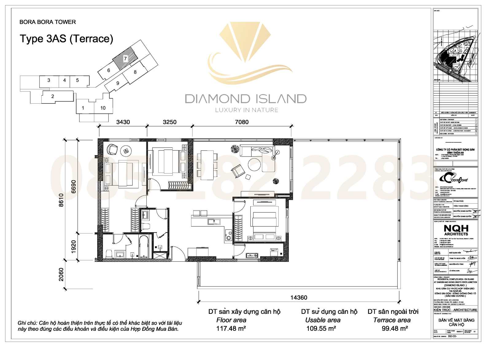 Bora Bora apartment floor plan, căn sân vườn 3 phòng ngủ 07