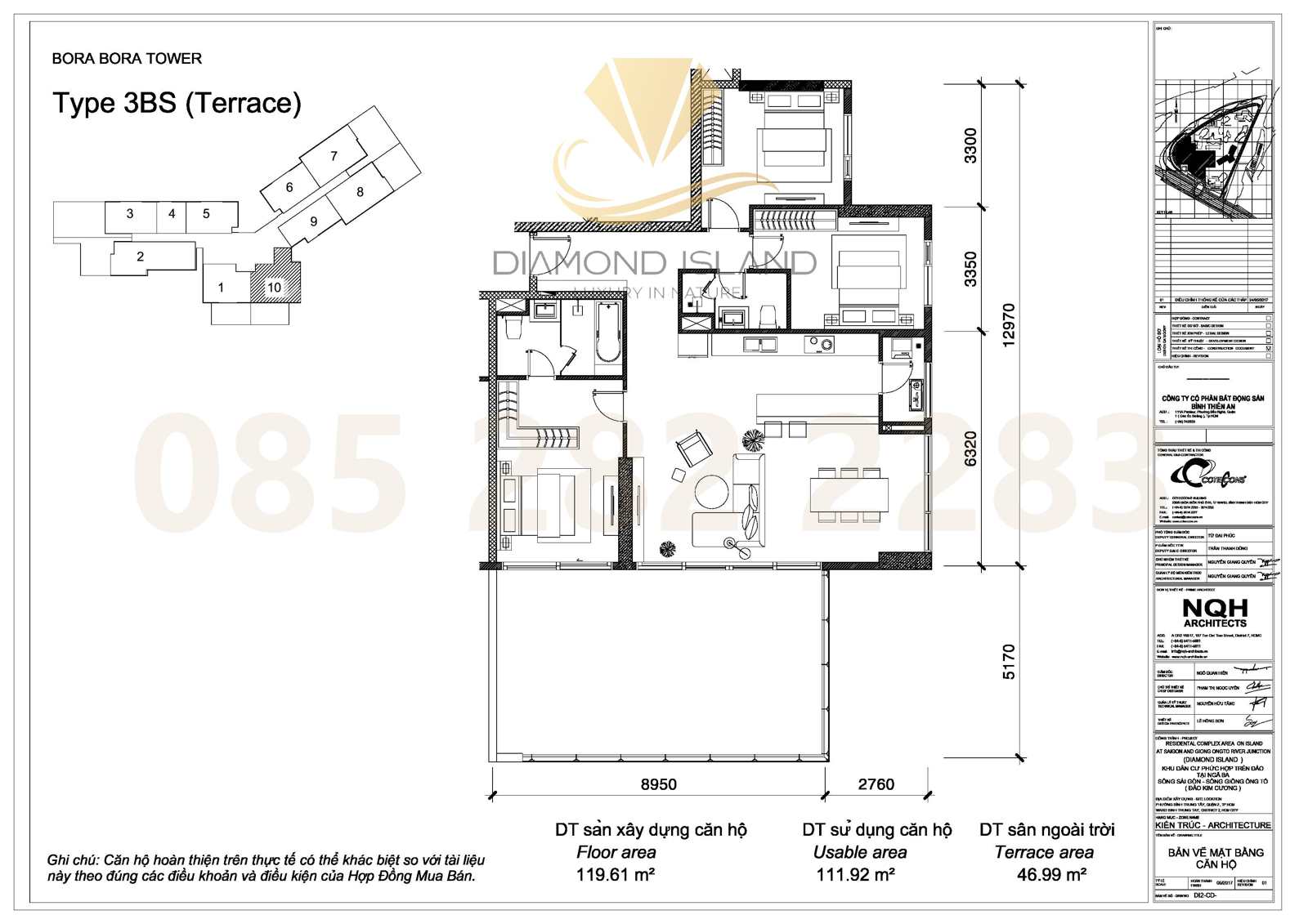 Bora Bora apartment floor plan, căn sân vườn 3 phòng ngủ 10