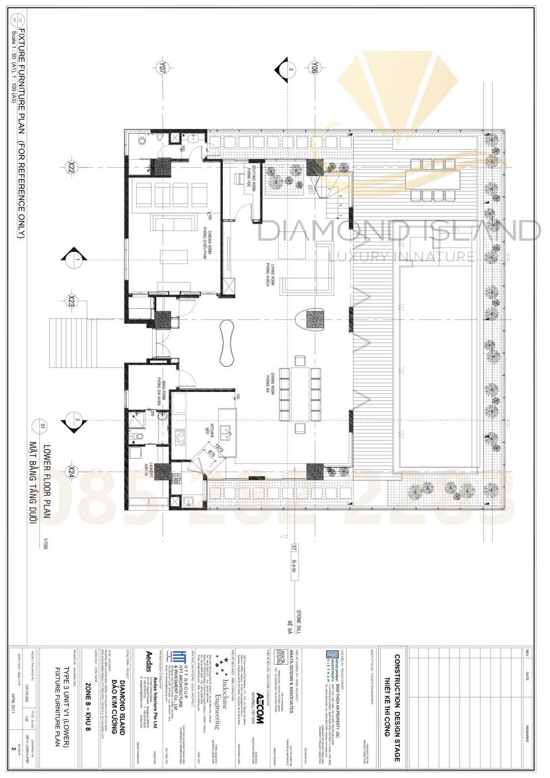 Brilliant apartment floor plan, biệt thự duplex (tầng dưới)