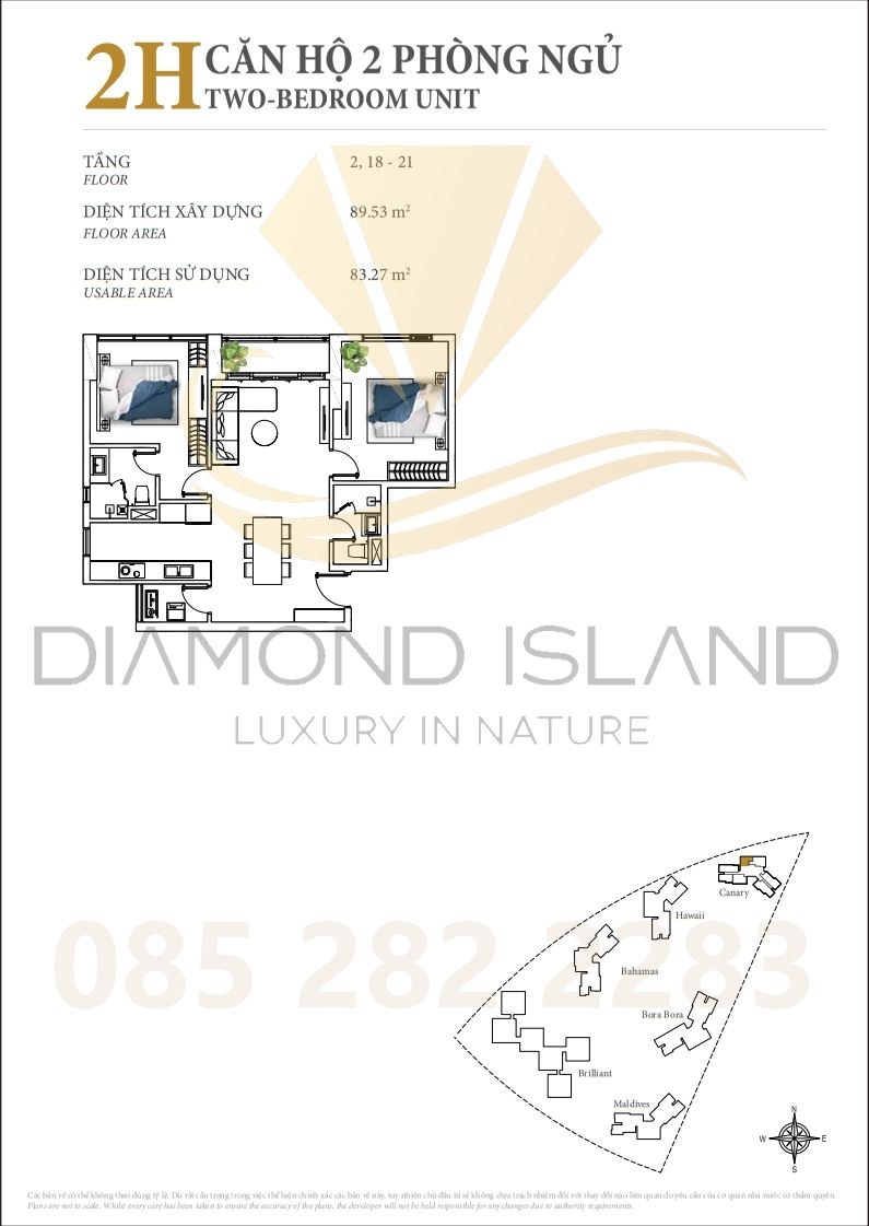 Canary apartment floor plan, căn hộ 2 phòng ngủ 07
