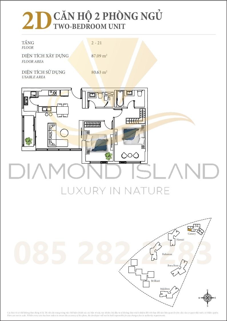 Canary apartment floor plan, căn hộ 2 phòng ngủ 09