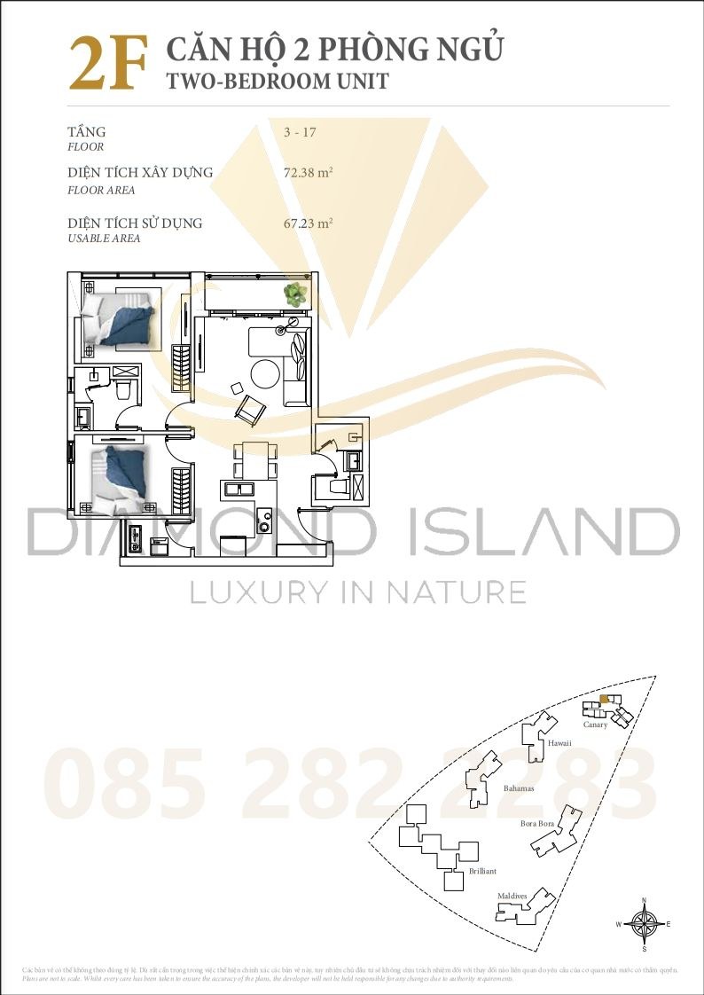 Canary apartment floor plan, căn hộ 2 phòng ngủ 12