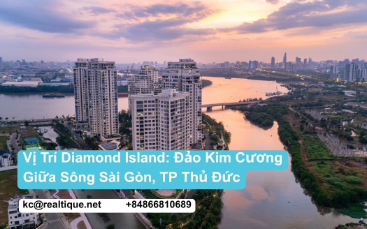 Vị trí Diamond Island đảo giữa sông Sài Gòn, TP Thủ Đức | Diamond Island location on the Saigon River, Thu Duc City