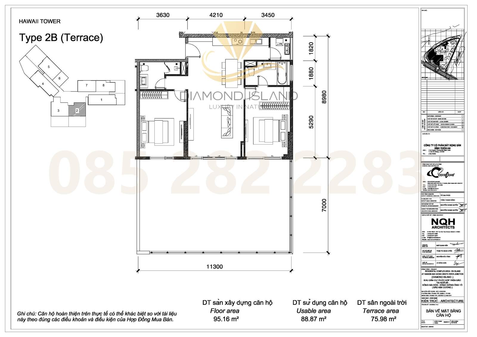 Hawaii apartment floor plan, căn sân vườn 2 phòng ngủ 05