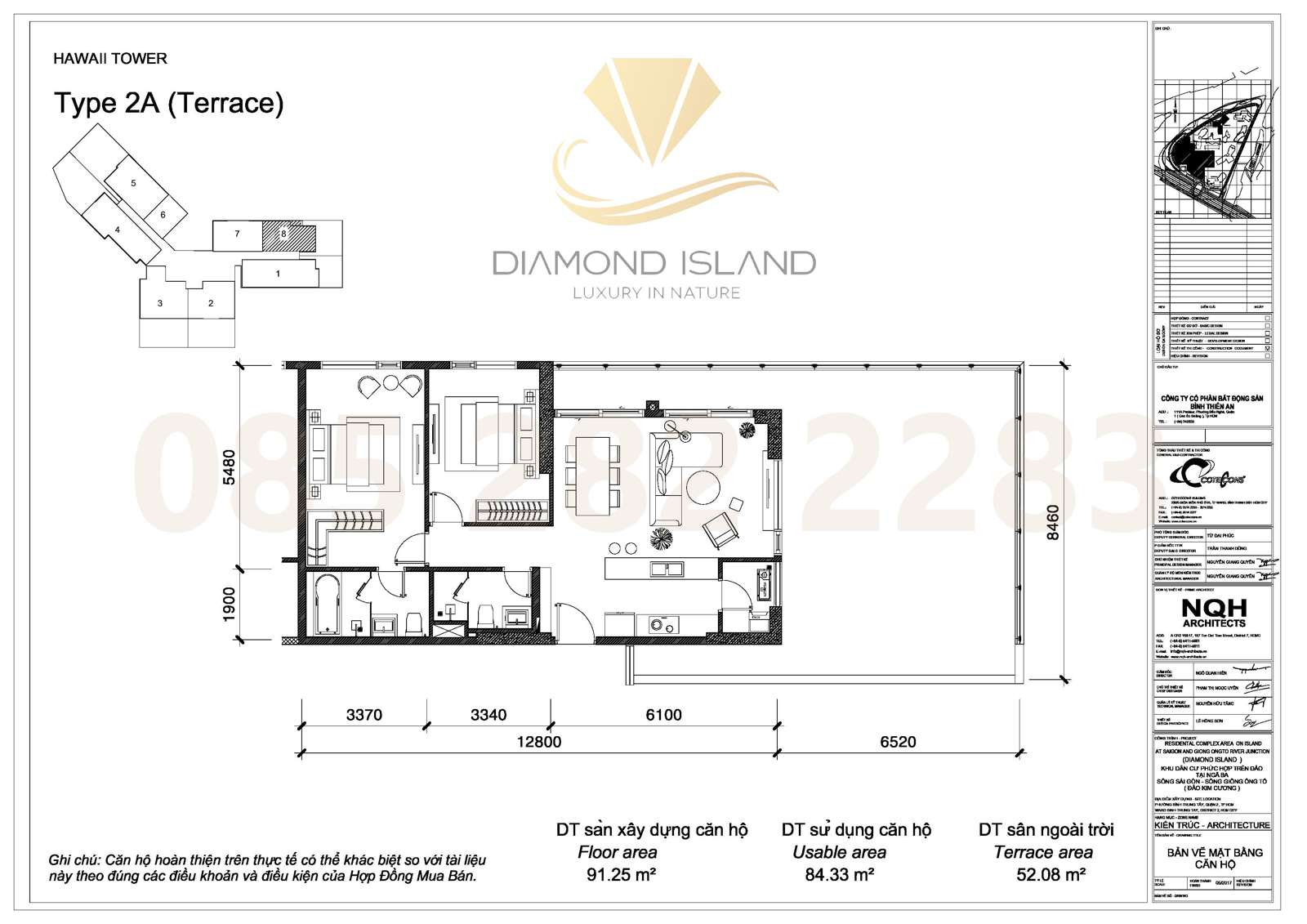 Hawaii apartment floor plan, căn sân vườn 2 phòng ngủ 08
