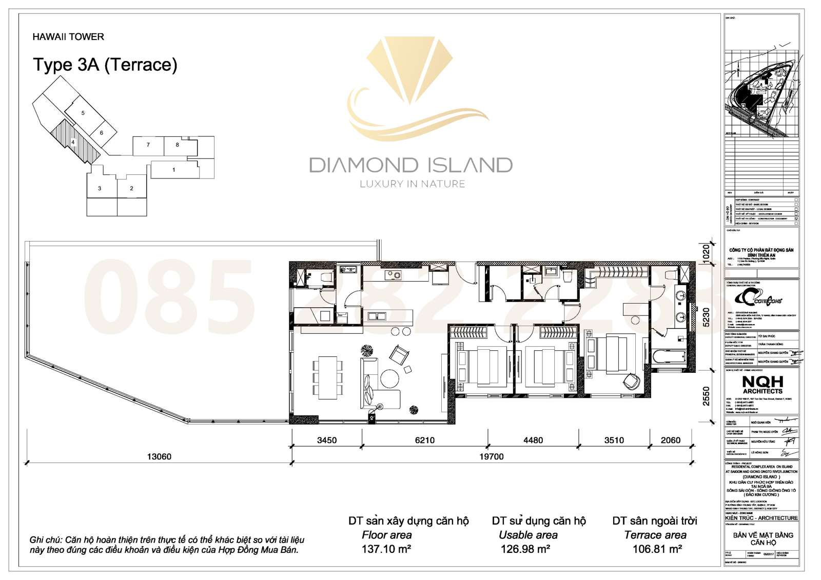 Hawaii apartment floor plan, căn sân vườn 3 phòng ngủ 04