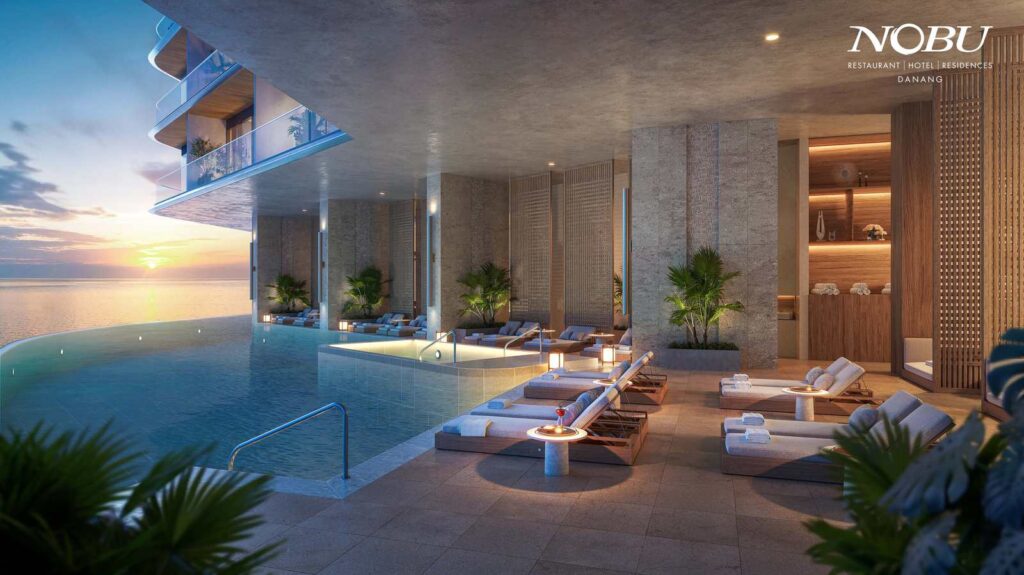 Hồ bơi nước ấm Katamochi tại Nobu Residences Đà Nẵng | Katamochi heated swimming pool at Nobu Residences Danang