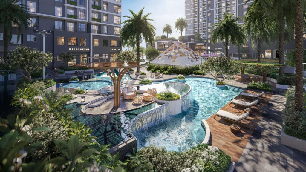 Tổ hợp hồ bơi TT Genesis nhìn từ trên cao | TT Genesis pool complex aerial view