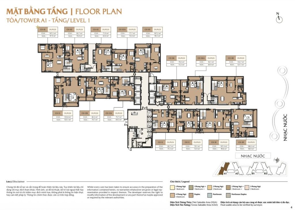Mặt bằng tầng Tầng 1 Tòa A1 Masteri Park Place - The Global City | Tower A1 floor Tầng 1 plan