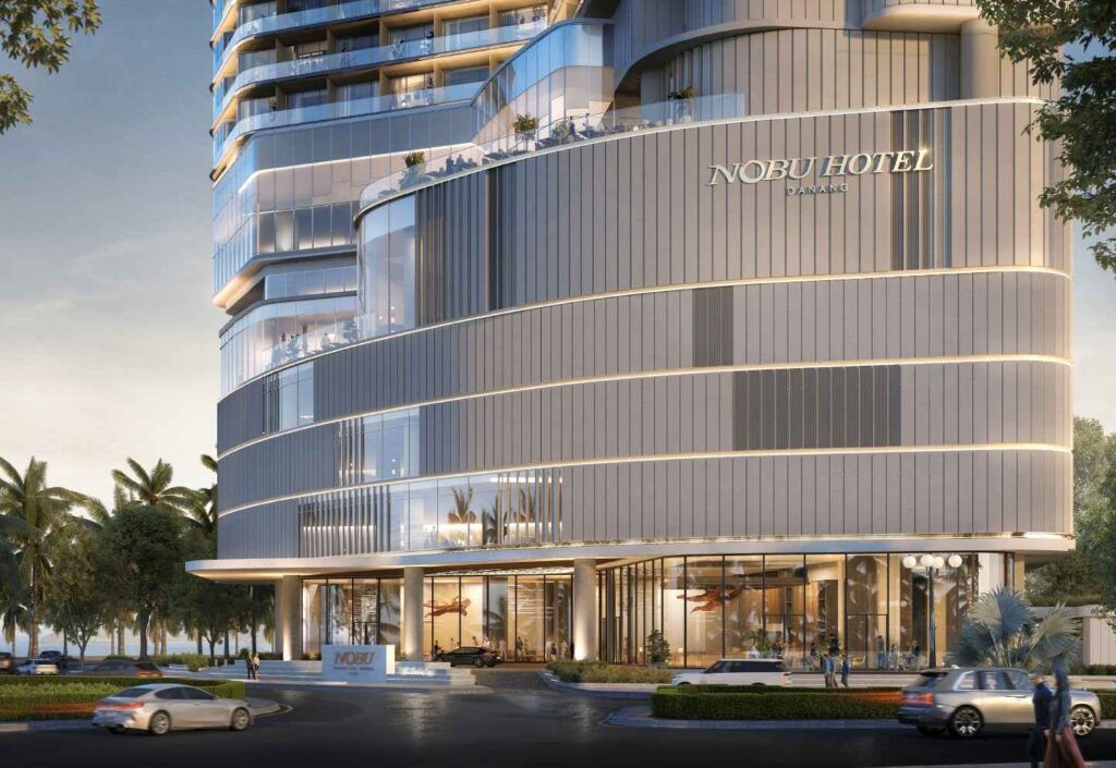 Phối cảnh khối đế và lối vào Nobu Hotel Danang | Nobu Hotel Danang podium and entrance render