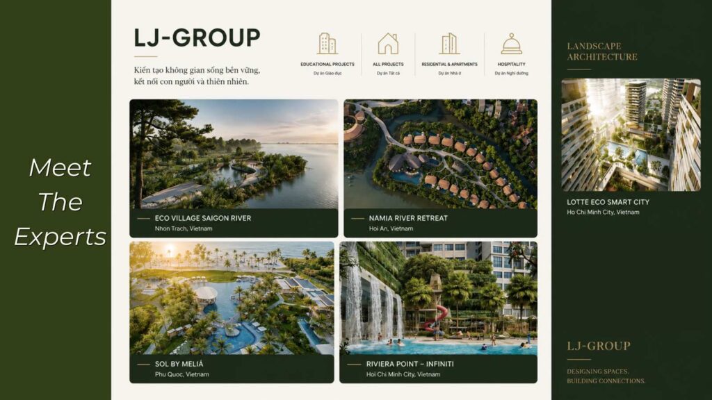 Đơn vị cảnh quan LJ Group của Palm River với các dự án Eco Village, Lotte Eco Smart City | Landscape architect LJ Group portfolio