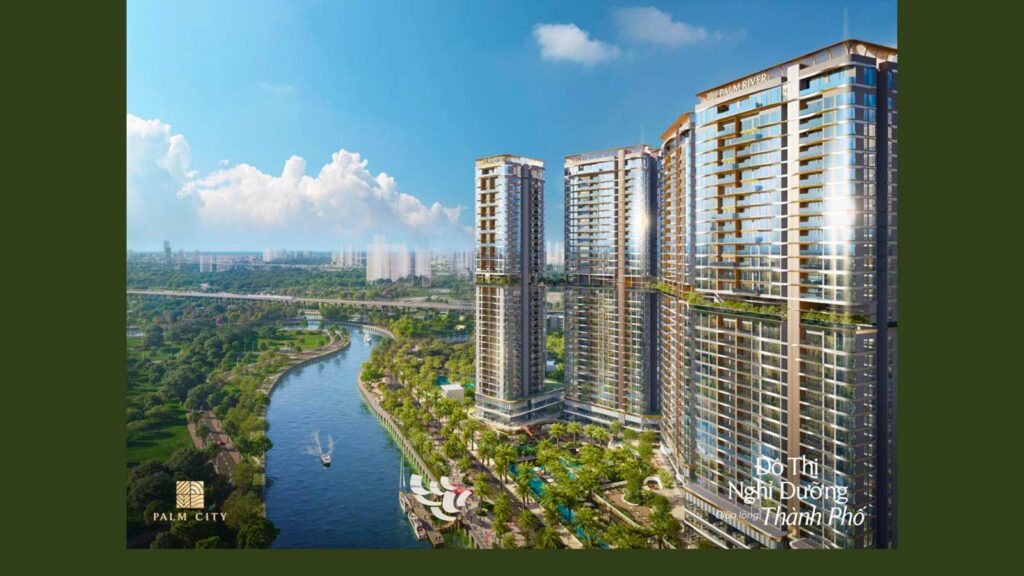 Phối cảnh tổng thể Palm River ven sông tại khu đô thị Palm City | Palm River riverside overall perspective at Palm City