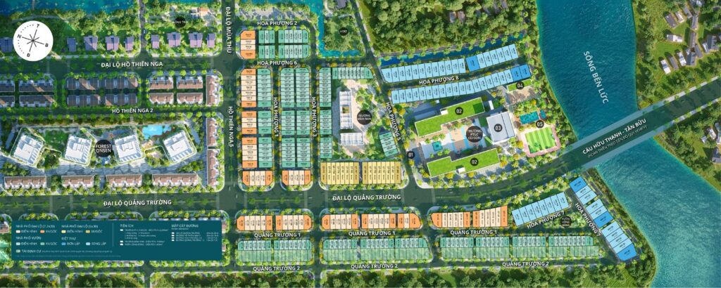 Phối cảnh tổng thể Rừng Phượng Eco Retreat Long An | Rung Phuong aerial masterplan Eco Retreat