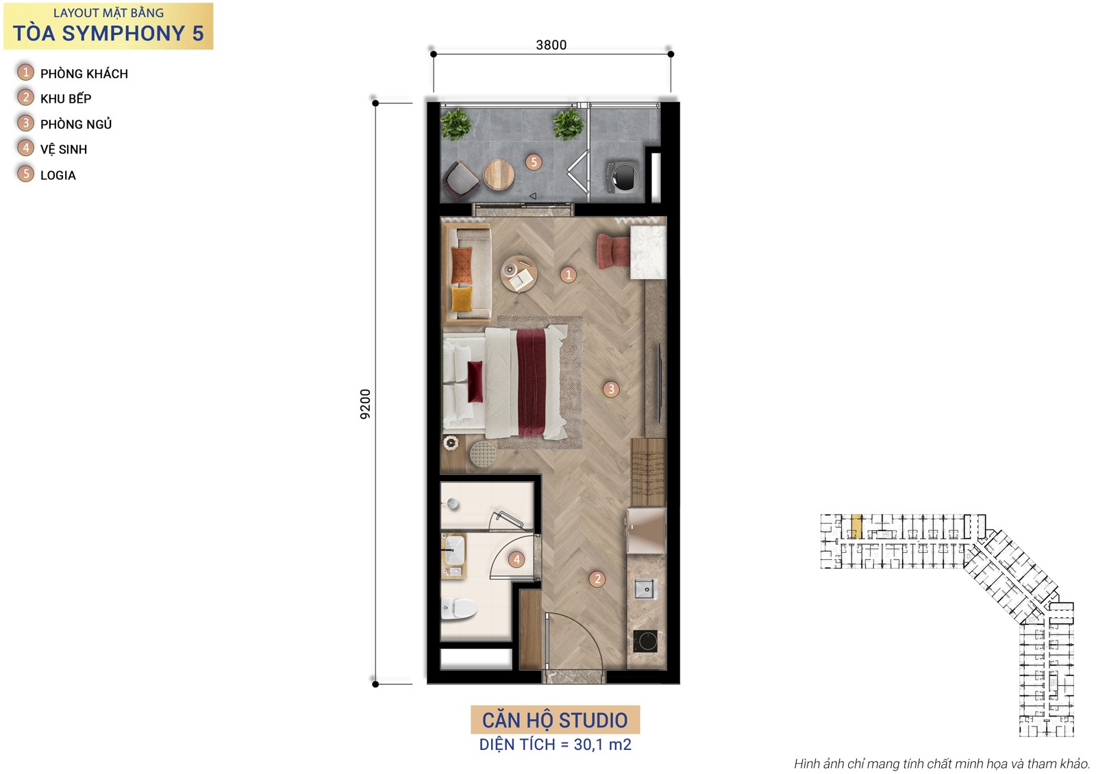 Mặt bằng căn hộ tháp S5A Mặt bằng căn hộ Studio 30–33m² tháp S5A — Sun Symphony 5