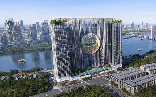 Phối cảnh tổng thể Sun Galaxy Complex bên sông Hàn, Đà Nẵng | Sun Galaxy Complex overall rendering along Han River, Da Nang