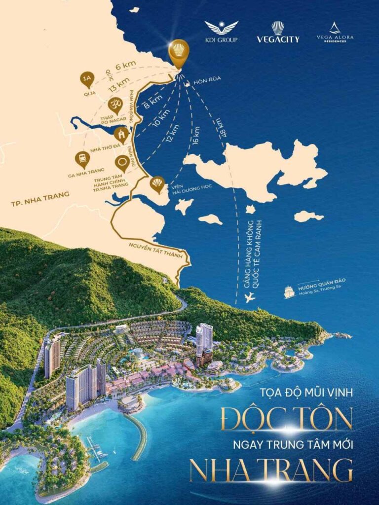Phối cảnh tổng thể Libera Nha Trang tại mũi vịnh, trung tâm mới Nha Trang | Overall rendering of Libera Nha Trang at the bay tip, new Nha Trang centre