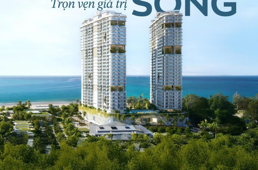 Hai tháp căn hộ Maia Resort Ho Tram nhìn ra biển | Maia Resort Ho Tram apartment towers facing the sea