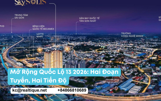 Thumbnail bài viết mở rộng Quốc lộ 13 2026 và tác động đến bất động sản Lái Thiêu | Article thumbnail for the 2026 National Highway 13 widening and its impact on Lai Thieu property