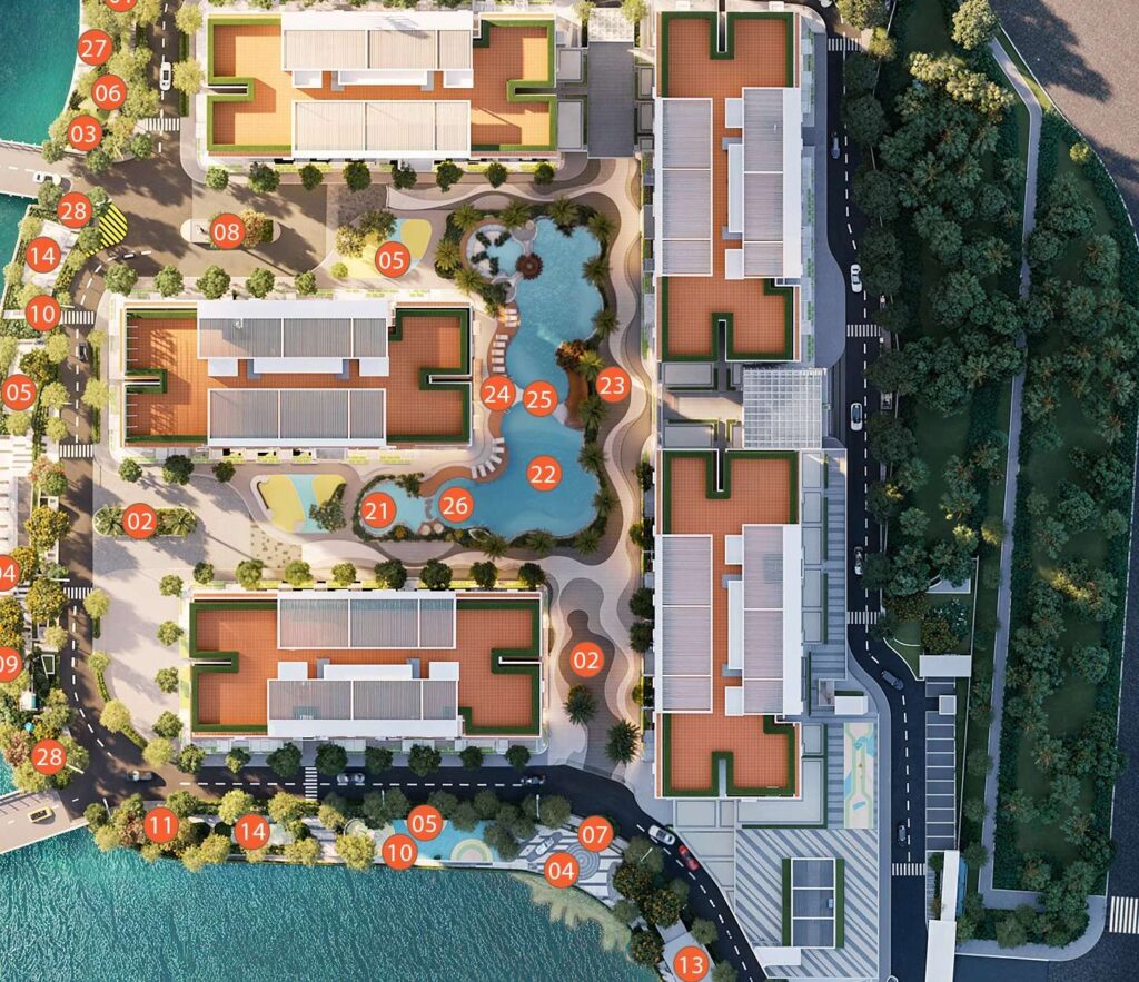 Khu hồ bơi và cảnh quan trong 28 hạng mục tiện ích nội khu MT Eastmark City | Pool and landscape area among 28 amenities at MT Eastmark City