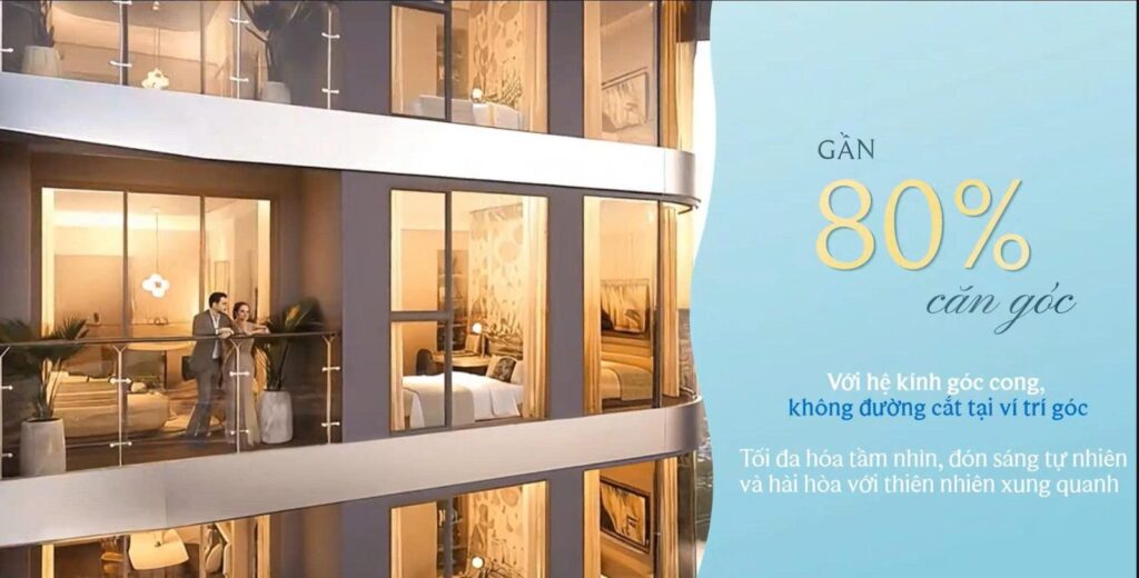 Gần 80% căn góc kính cong Palm River | Palm River curved-glass corner units