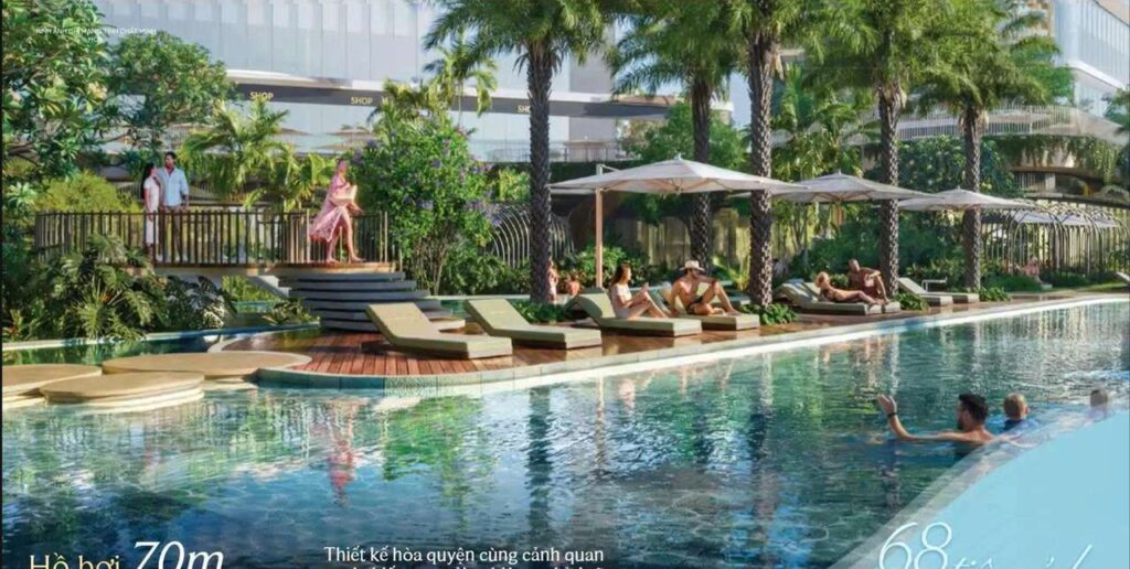 Hồ bơi 70m chuẩn resort Palm River | Palm River 70m resort pool