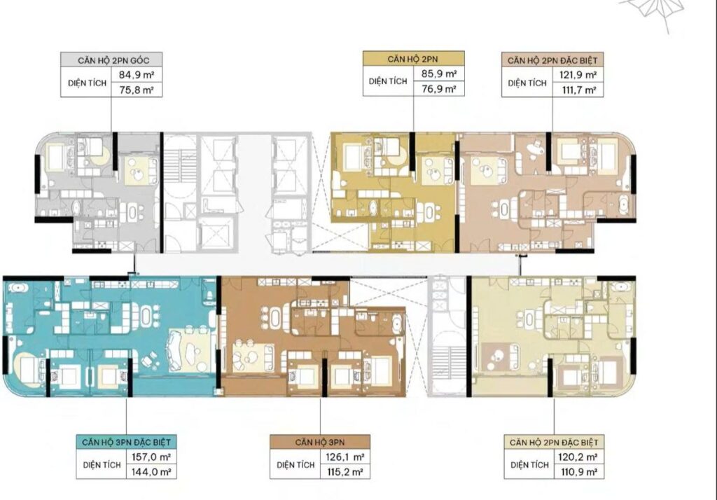 Mặt bằng tầng điển hình Tháp 4 Palm River | Palm River Tower 4 typical floor plan