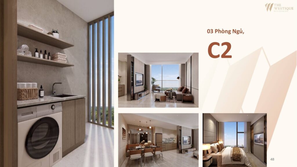 Layout căn hộ 3 phòng ngủ The Westique Residences | Three-bedroom layout at The Westique Residences