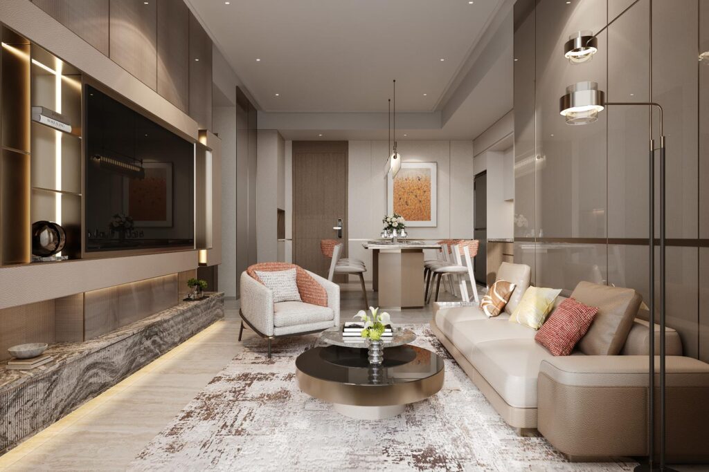 Nội thất phòng khách căn hộ The Westique Residences | Living room interior at The Westique Residences
