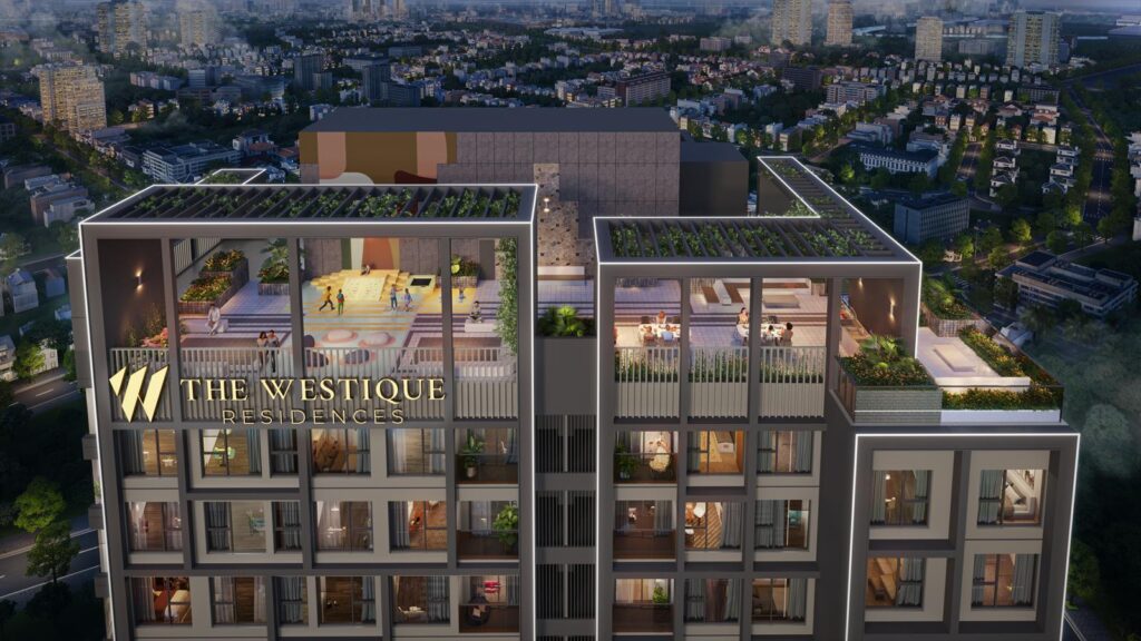 Tổng thể tiện ích tầng mái Sky Park The Westique | Rooftop Sky Park amenities at The Westique