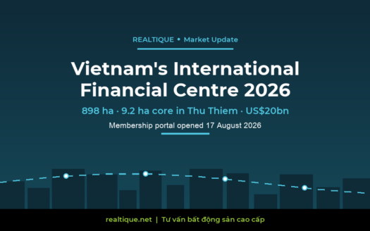 Vietnam International Financial Centre HCMC 2026 — 898ha boundary, 9.2ha Thu Thiem core | Trung tâm Tài chính quốc tế TP.HCM 2026 — ranh giới 898ha, lõi 9,2ha Thủ Thiêm