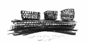 Bản phác thảo tay của Kengo Kuma cho ba toà Haus Residences Đà Lạt | Kengo Kuma's hand sketch of the three Haus Residences towers in Da Lat