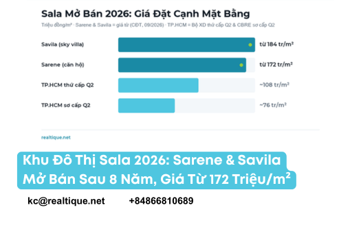 Khu đô thị Sala 2026 — Sarene và Savila mở bán sau 8 năm, giá từ 172 triệu/m² | Sala Thu Thiem 2026: Sarene and Savila launch after 8 years