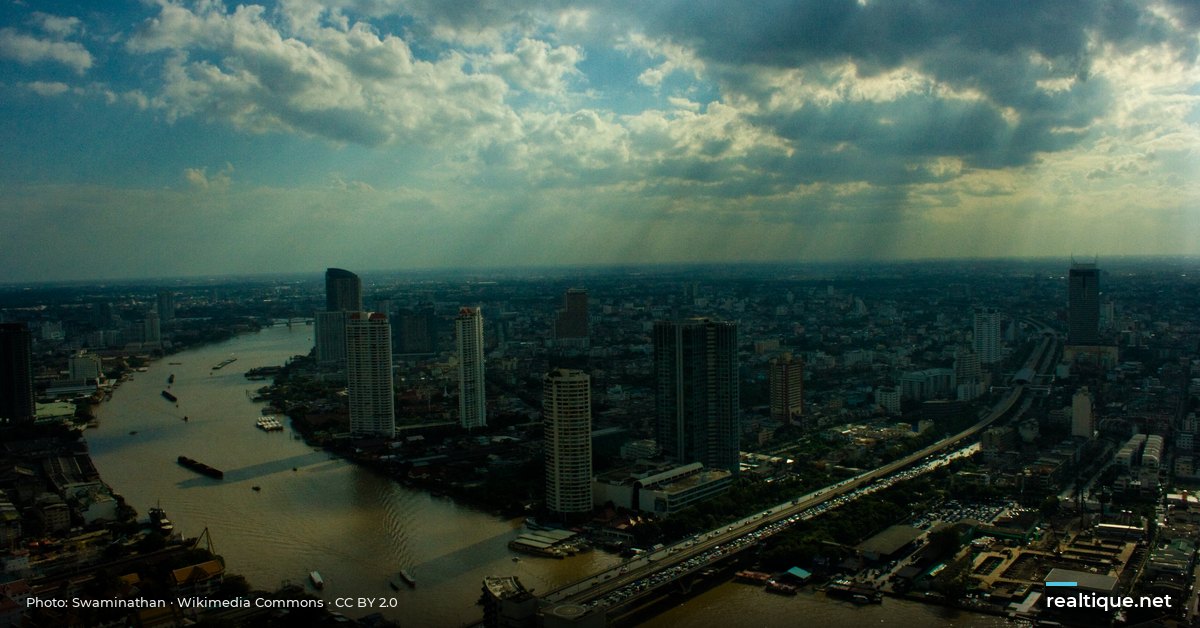 Bangkok skyline along the Chao Phraya River